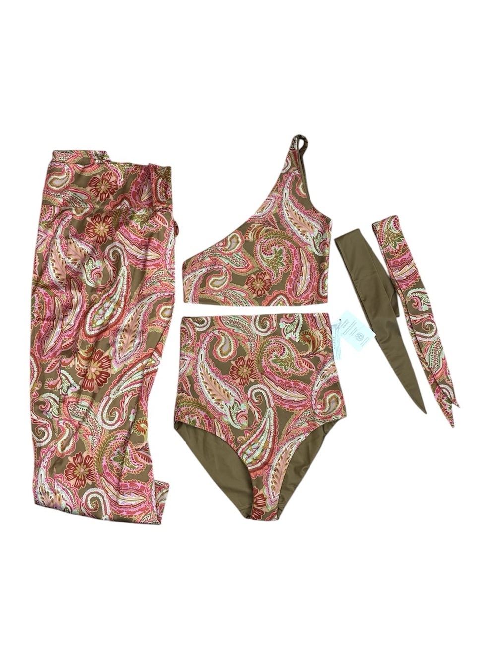 Baiia Barcelona Reversible 5 Piece Swim Set Bikini Wrapskirt Size 14 NEW